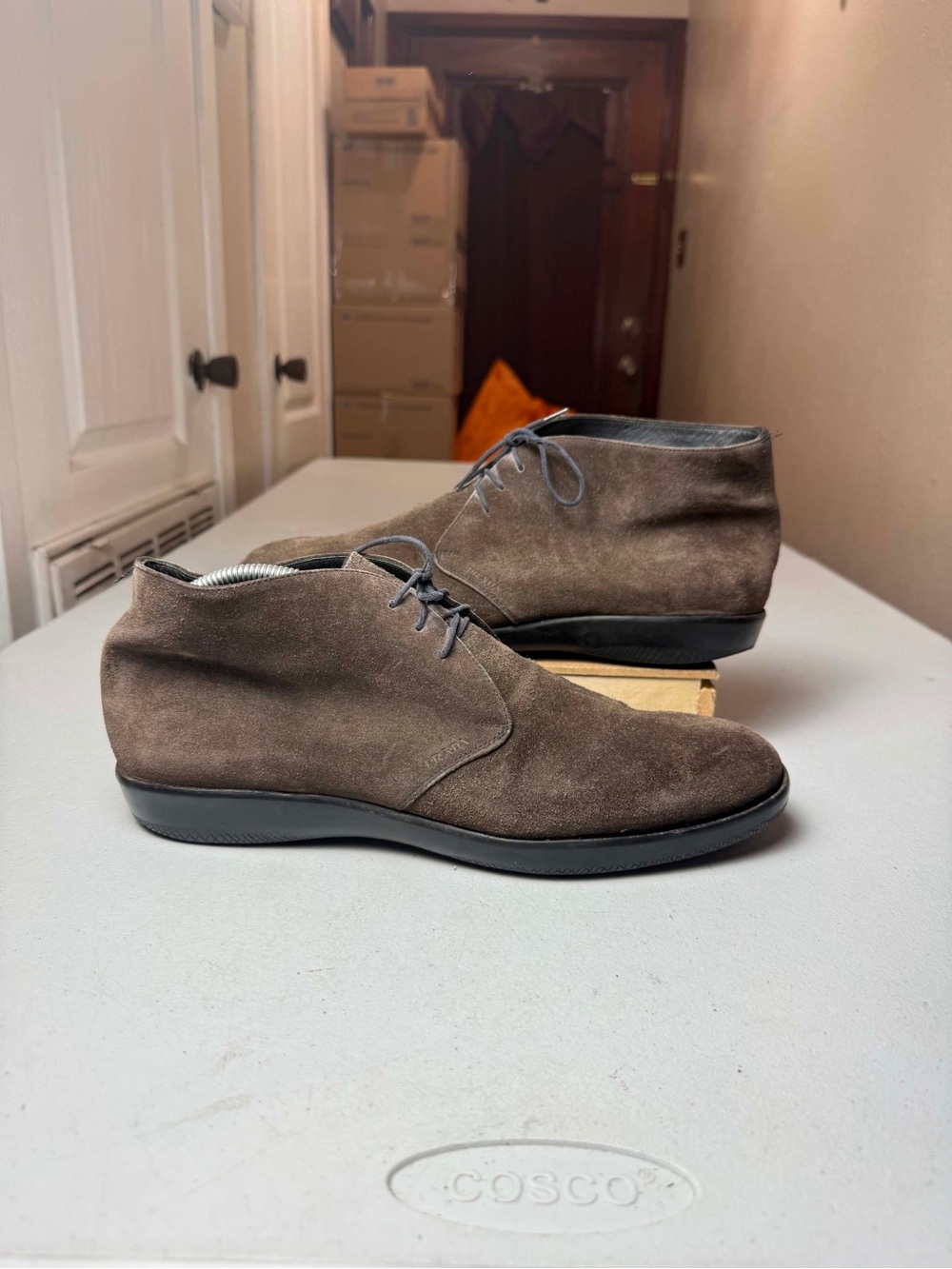 Damage PRADA Sued Leather Desert Boots Booties Shoes - Brown - Sz 9 EU / US 10